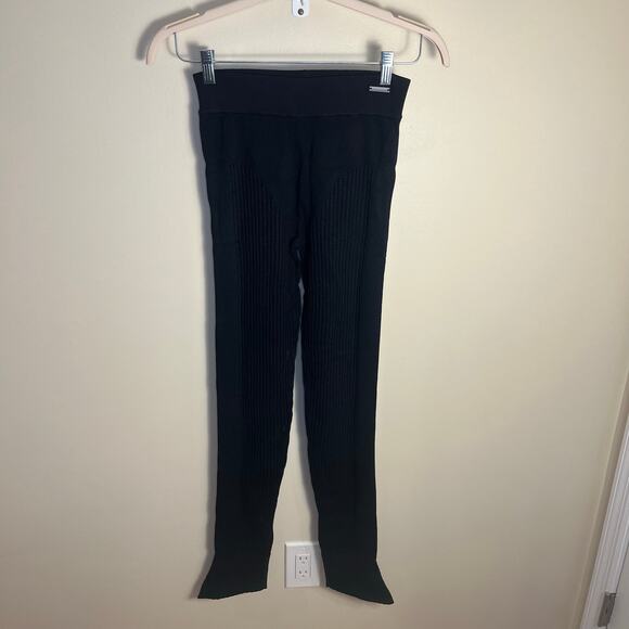 Maniere De Voir Knitted High Waisted Leggings Black Size L New - Picture 4 of 10